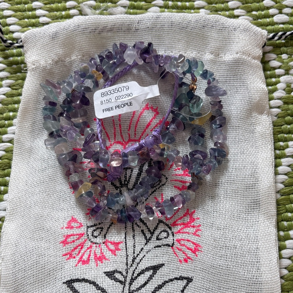 Free People Purple and Green Beaded Necklace